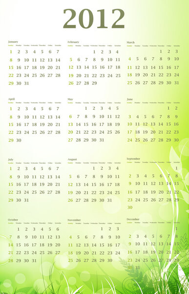 2012 eco green wall calendar