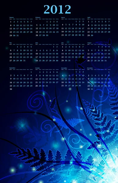 2012 magische Nacht Wand-Kalender — Stockvektor