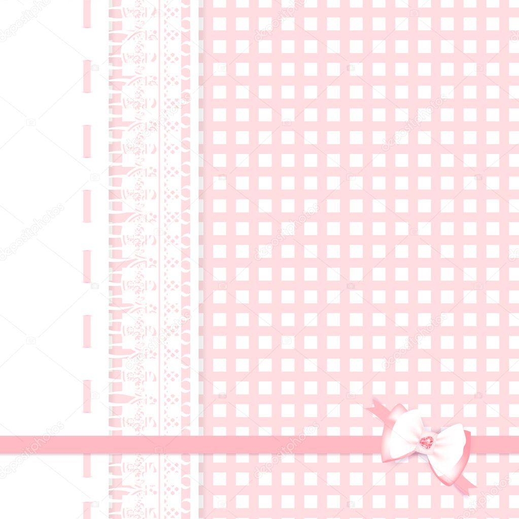 Lace frame at plaid fabric background