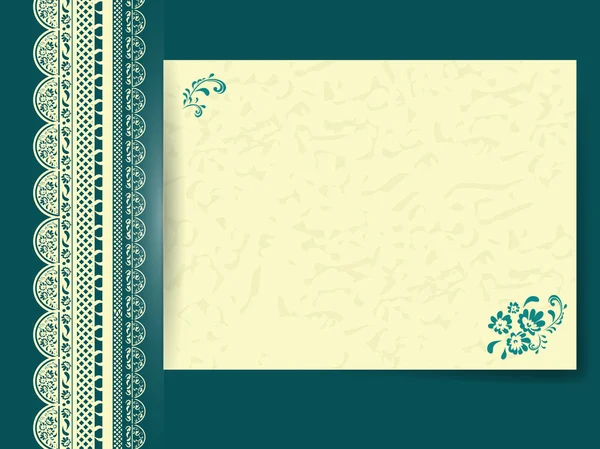 Lace frame met bloemen versierde papier — Stockvector