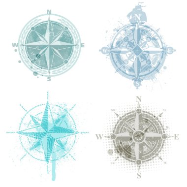 Four vector compass rose clipart