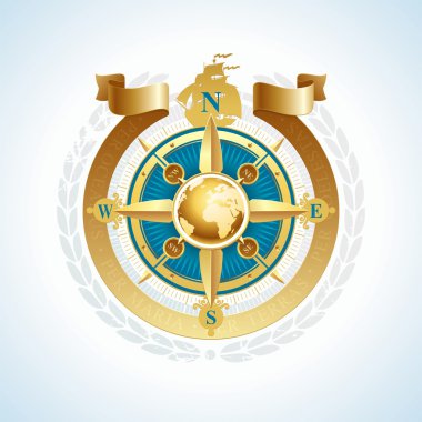 Golden compass rose clipart