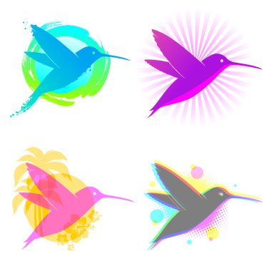 Hummingbird vector emblems clipart