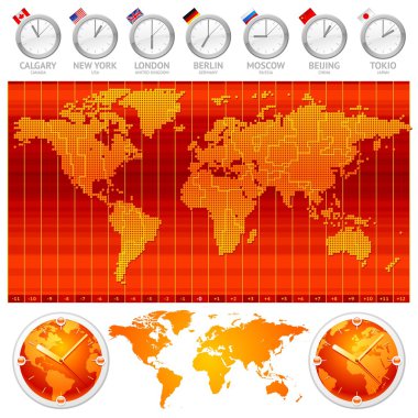 Time zones and clocks clipart