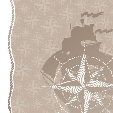 Adventures background with compass rose clipart