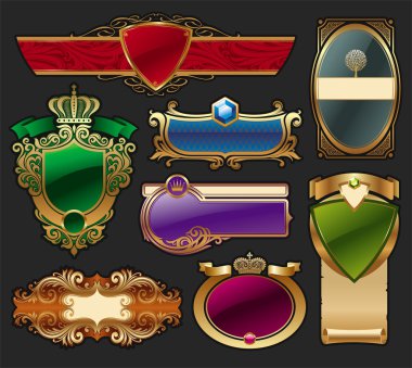 Set of golden luxury framed label clipart