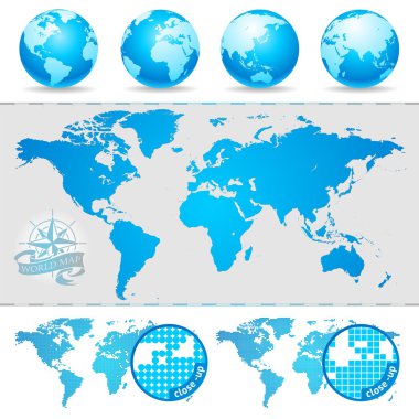 World maps and globe clipart