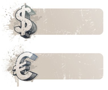 para birimi işareti - dolar ve euro ile afiş