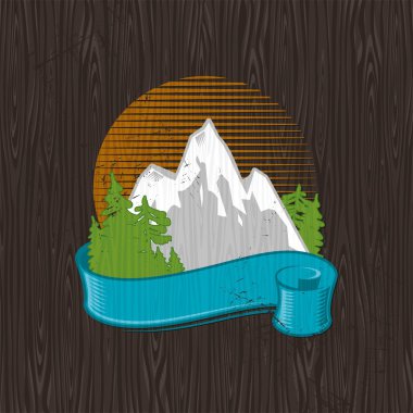 Mountains landmark emblem clipart