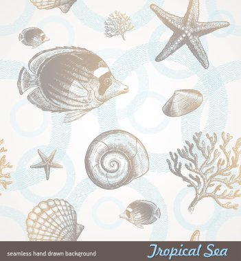 Seamless background - underwater fauna clipart