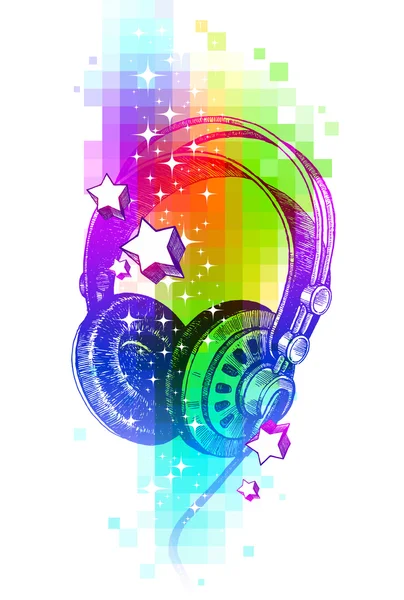 Kolorowy ze słuchawkami — Wektor stockowy