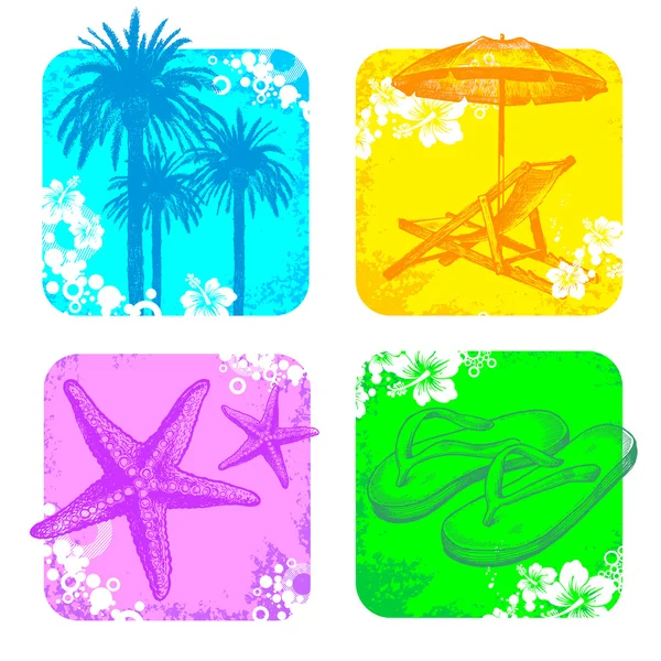 Cadres tropicaux avec éléments dessinés à la main — Image vectorielle