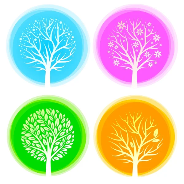 Dört mevsim ağaçlar vektör — Stok Vektör