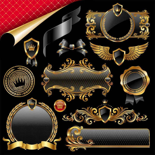 Set of royal golden design elements — Stock Vector