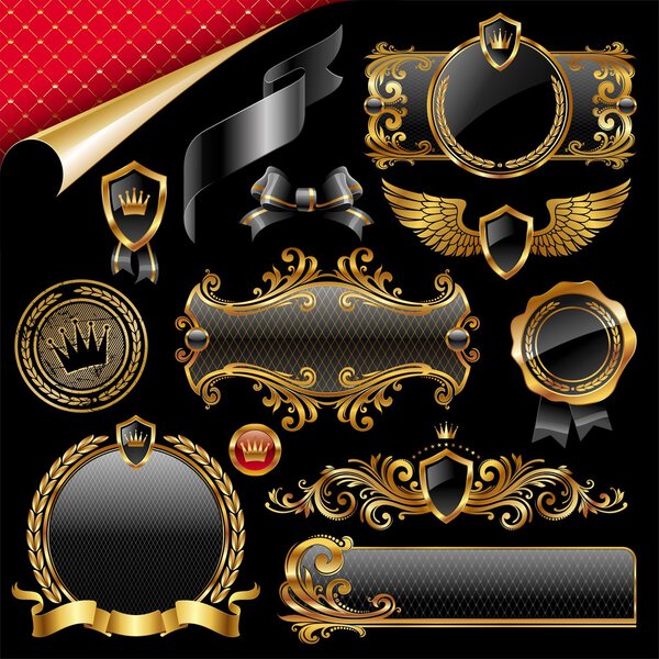 Set of royal golden design elements
