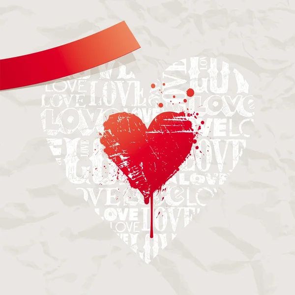 Tarjeta de San Valentín con corazones grunge — Archivo Imágenes Vectoriales