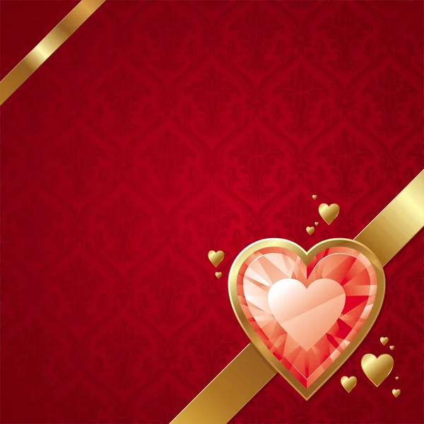 Valentinskarte mit rubinroten Herzen — Stockvektor