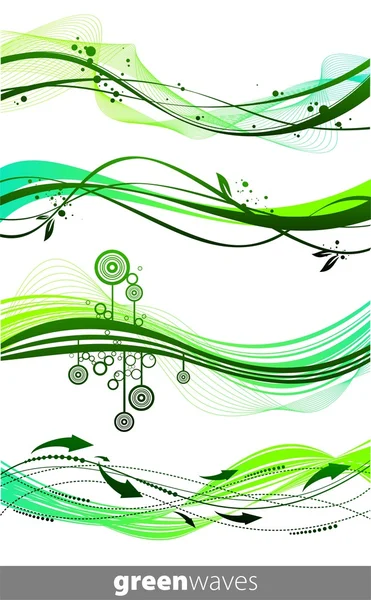 Векторний набір зелених хвиль — стоковий вектор