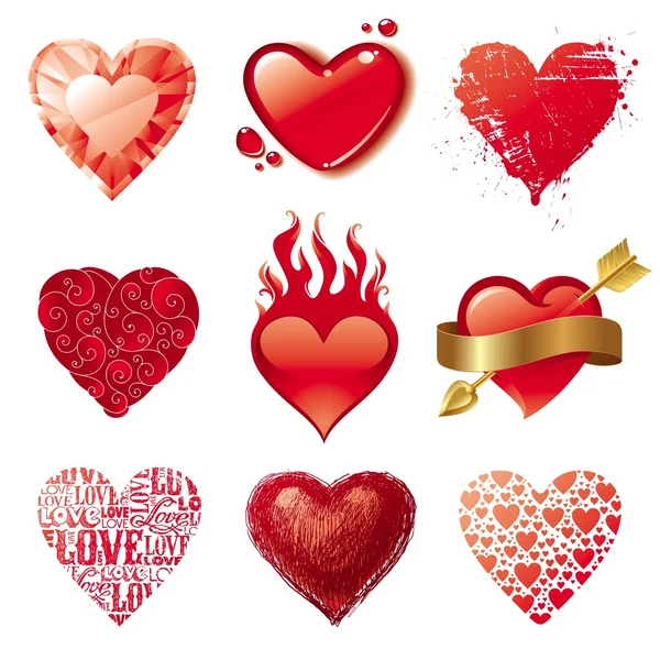 Vektor uppsättning valentines hjärtan — Stock vektor