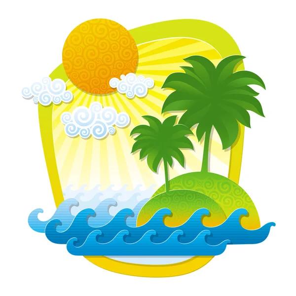 Illustration vectorielle avec paysage tropical — Image vectorielle