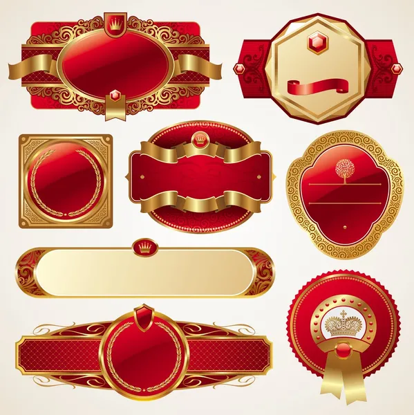 Set de etiquetas enmarcadas adornadas de lujo — Vector de stock