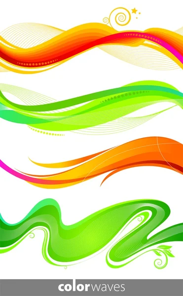 Векторний набір барвистих хвиль — стоковий вектор