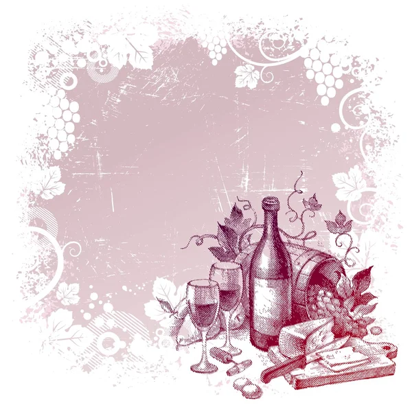 Background with vintage wine still life — Stock Vector