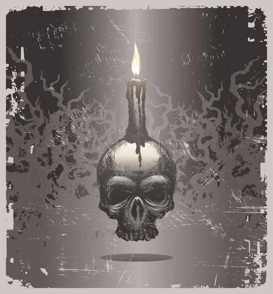 Halloween illustration - skull and candle — Stock Vector