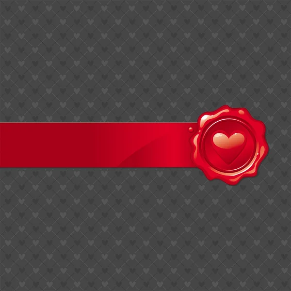 San Valentín corazón sellado sello de cera — Vector de stock