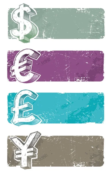 Banners with currency signs — Stock Vector