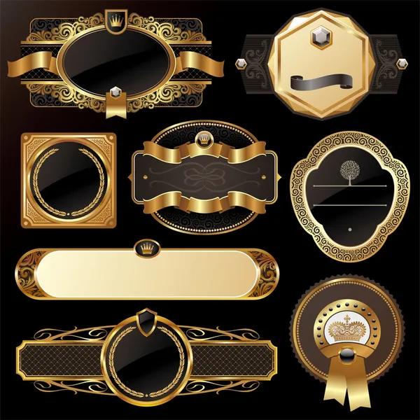 Набор золотых роскошных декоративных рам — стоковый вектор