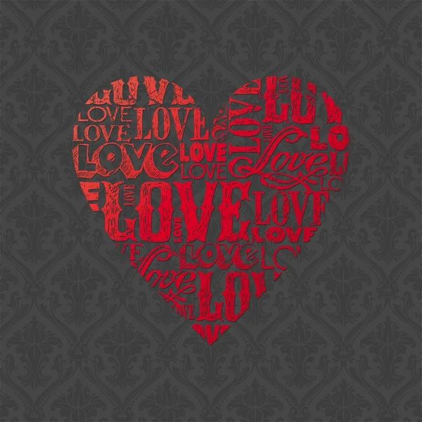 Carte de Saint-Valentin avec coeur — Image vectorielle