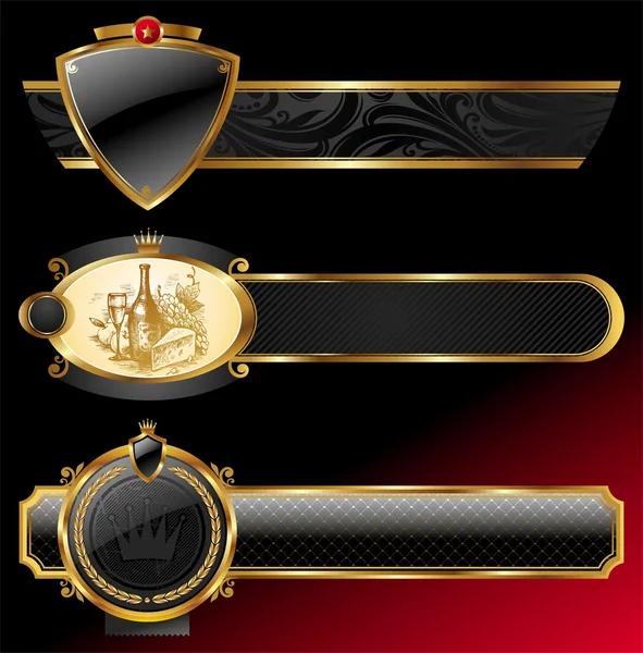 Marcos de oro decorativos adornados — Vector de stock