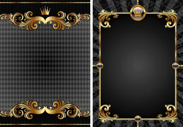 Oro & fondo decorativo de lujo negro — Vector de stock