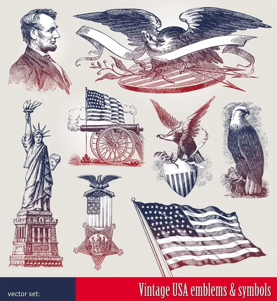 Патриотические эмблемы и символы США Лицензионные Стоковые Иллюстрации