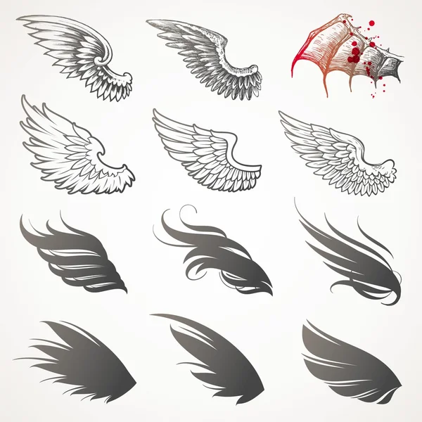 Conjunto vectorial de alas Ilustraciones de stock libres de derechos
