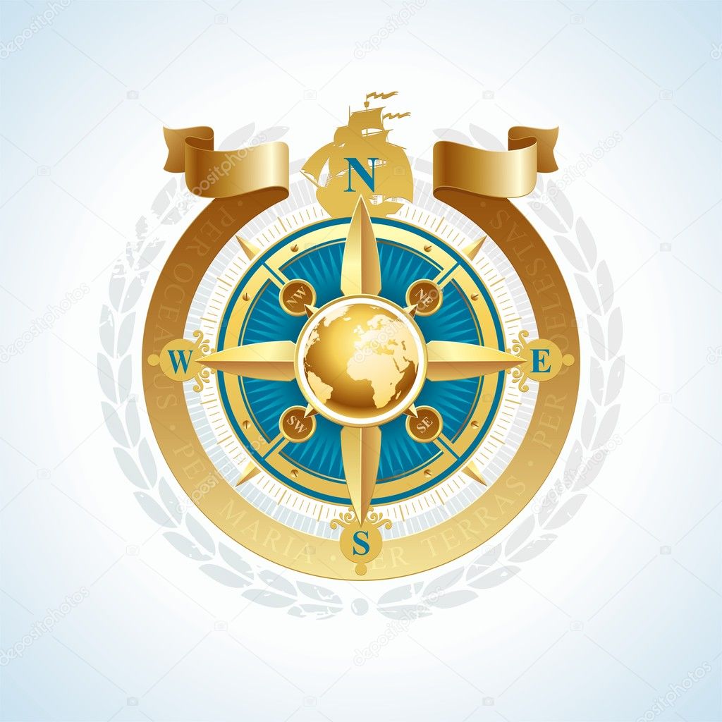 Golden compass rose