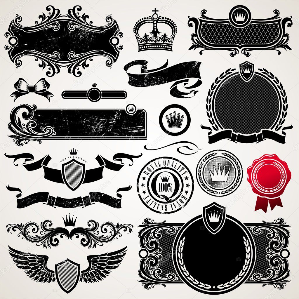 Set of royal ornate frames and elements