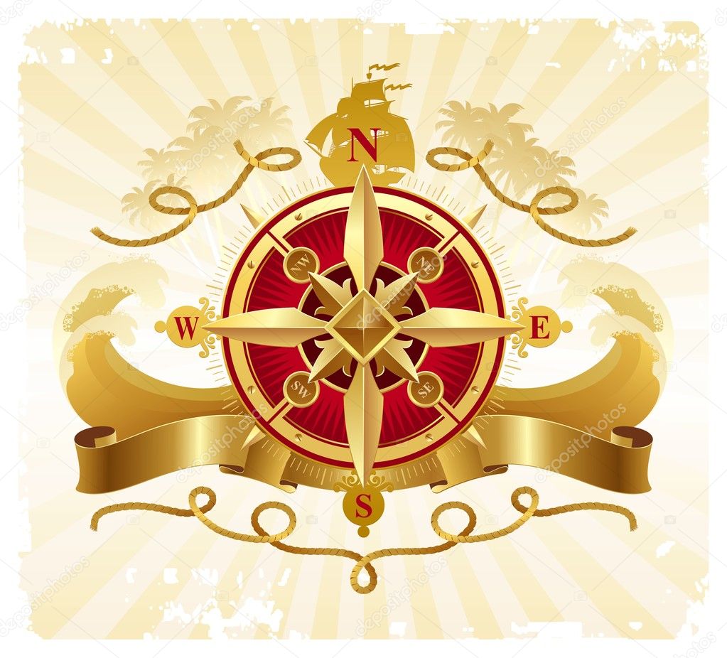 Adventures emblem with compass rose