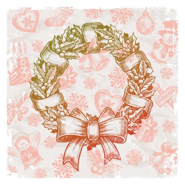 Hand drawn Christmas wreath clipart