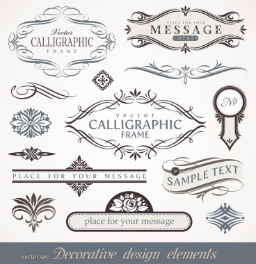 Vektör dekoratif kaligrafi tasarım öğeleri ve sayfa dekor