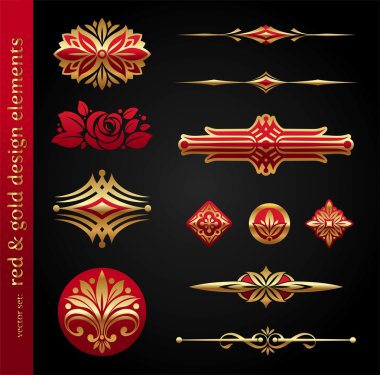 Red & gold luxury vector design elements clipart