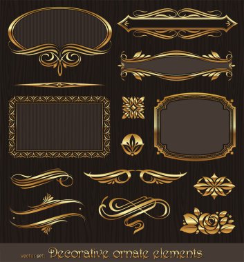 Golden decorative vector design elements & page decor