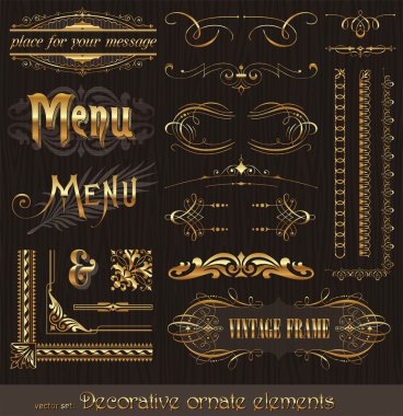 Ornate golden design elements & page decor clipart