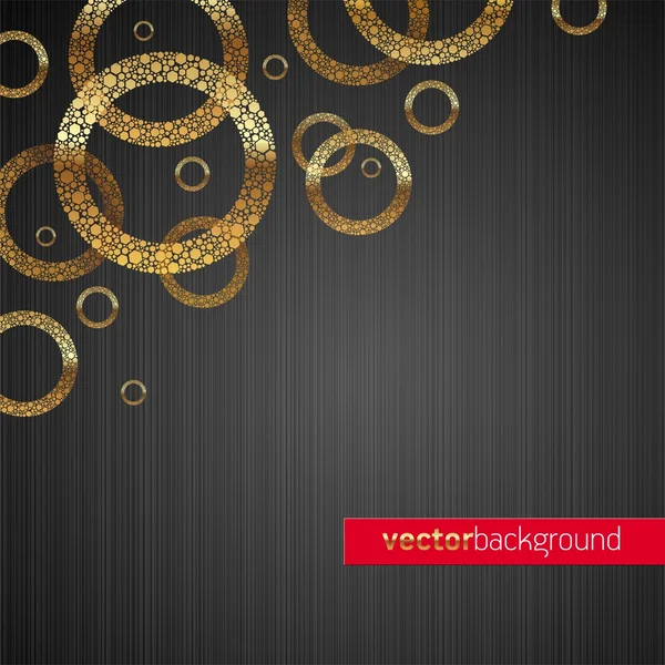 Abstract vector metal texture background with golden circles — Stock Vector