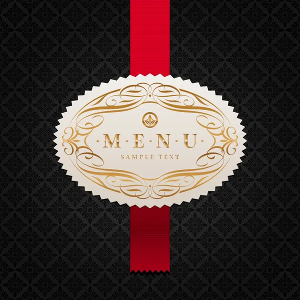 Fond de motif vectoriel avec étiquette de menu décorée encadrée — Image vectorielle