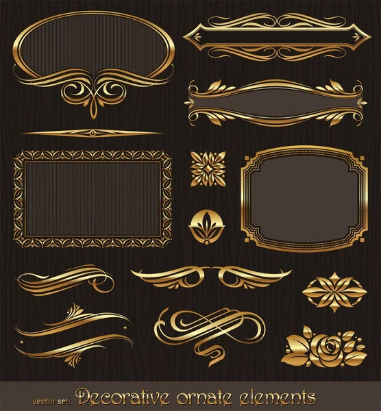 Altın dekoratif vektör tasarım öğeleri ve sayfa dekor — Stok Vektör