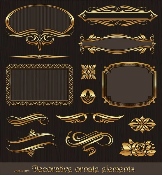 Elementos de diseño vectorial decorativo dorado y decoración de página — Archivo Imágenes Vectoriales