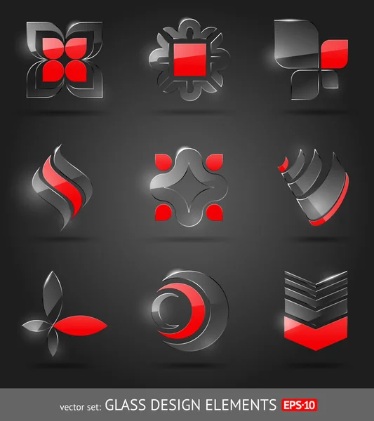 Conjunto de vectores - elementos abstractos de diseño de vidrio — Archivo Imágenes Vectoriales