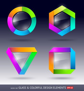 Vector colorful and glass design element clipart